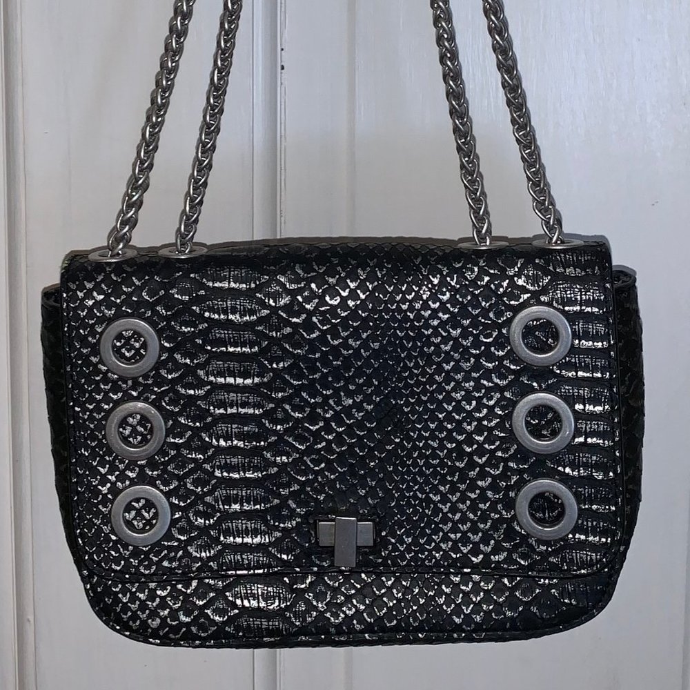 Gray snakeskin purse